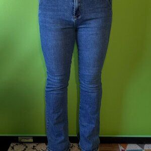 Super stretchy high-waisted flared denim skinny jeans / XL / 12